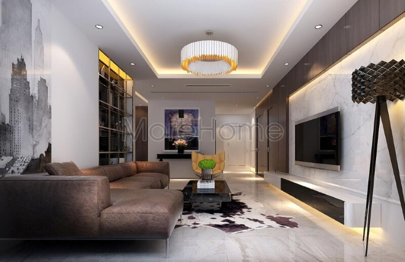 Sự kết hợp hài hòa giữa các tone màu sắc với nội thất phòng khách chung cư đã mang lại cho gia chủ một không gian tiếp khách sang trọng và tinh tế hơn Vẻ đẹp ngất ngây các mẫu phòng khách gỗ óc chó cao cấp