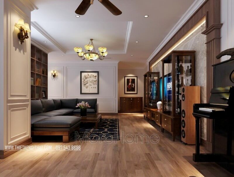Nội thất phòng khách chung cư ấm áp, sang trọng và gần gũi với tone màu trầm ấn tượng, lạ mắt Vẻ đẹp ngất ngây các mẫu phòng khách gỗ óc chó cao cấp