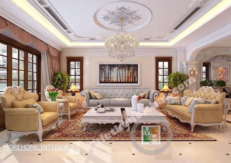 Thiết kế nội thất phòng khách sang trọng, cao cấp tại biệt thự Quảng Ninh Top mẫu phòng khách hot nhất năm