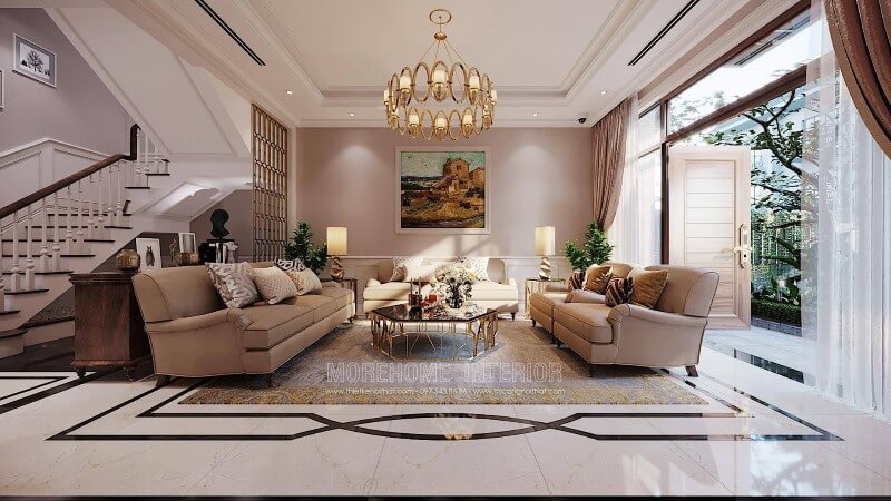 Thiết kế trang trí nội thất phòng khách đẹp phong cách tân cổ điển tại hà nội Chiêm ngưỡng ngay 20 mẫu thiết kế phòng khách