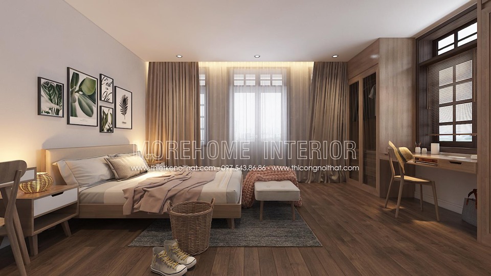 Thiết kế phòng ngủ hiện đại với nội thất gỗ đẹphiện đại
