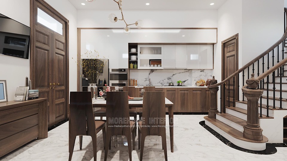 Nội thất phòng ăn với nội thất gỗ tự nhiên cao cấp với thiết kế mới lạ, chắc chắn giúp người ngồi thoải mái nhất
