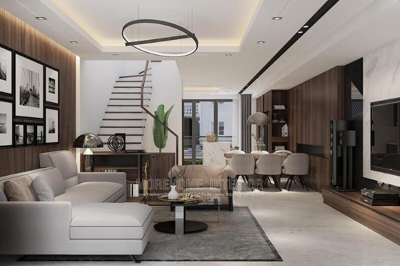 Trang trí nội thất phòng khách liền bếp đẹp sang trọng cho chung cư, biệt thự, nhà phố, nhà liền kề. Thiết kế phòng khách độc đáo