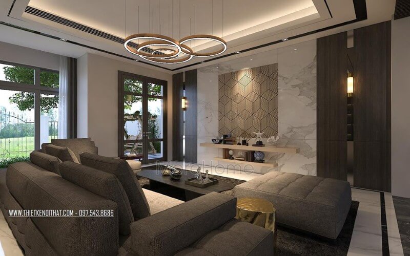 Trang trí nội thất phòng khách hiện đại, đẹp, độc đáo từ đồ nội thất cao cấp cùng cách bố trí độc đáo. Thiết kế phòng khách độc đáo