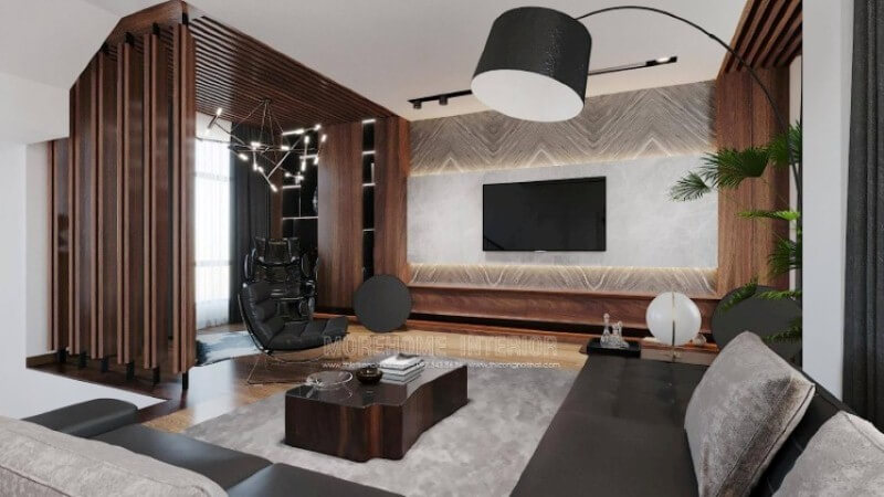 Xu hướng trang trí nội thất hiện đại đặc biệt trong các không gian nhà biệt thự Vinhomes Imperia Hải Phòng Manhanta đẳng cấp xa hoa là chất liệu đá tự nhiên ốp tường phòng khách sang trọng như một bức tranh thiên nhiên đầy lôi cuốn. Thiết kế phòng khách đẹp