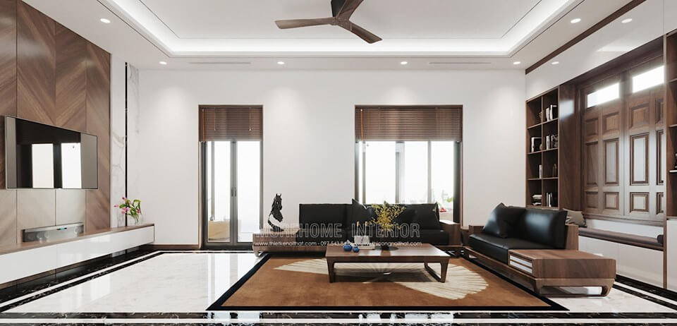 Gợi ý mẫu phòng khách hiện đại đẹp bằng gỗ óc chó cho bạn và gia đình Lựa chọn những mẫu thiết kế phòng khách đẹp cuốn hút
