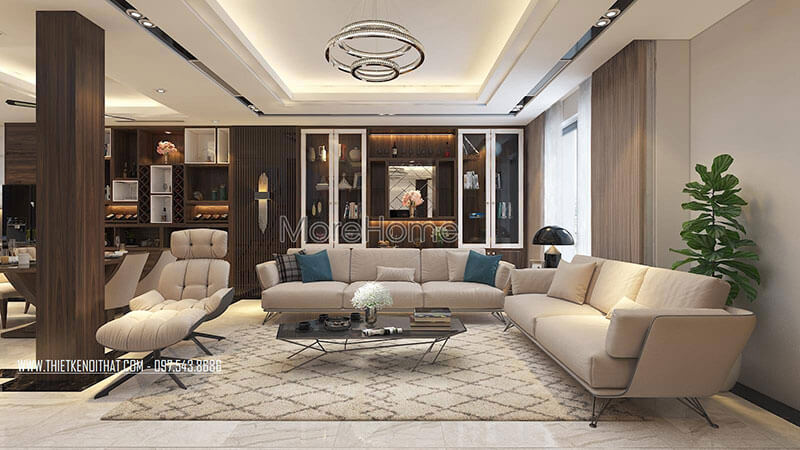 Thiết kế nội thất phòng khách phong cách hiện đại tại nhà phố MAISON DU PARK Xem ngay các mẫu bố trí phòng khách đẹp đa phong cách