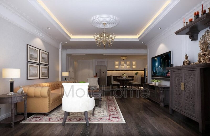 Nội thất phòng khách chung cư ấn tượng và nổi bật hơn với những món đồ nội thất gỗ tự nhiên Mê mẩn mẫu bày trí phòng khách