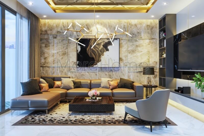 Thiết kế nội thất phòng khách nhà phố phong cách hiện đại sang trọng Top các mẫu trang trí phòng khách ấn tượng