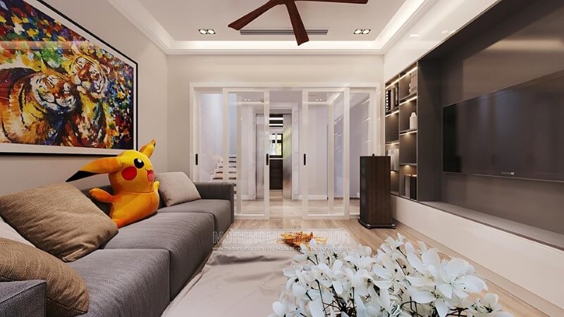 Thiết kế nội thất phòng khách phong cách hiện đại tại biệt thự Starlake Tây Hồ Thiết kế phòng khách tại Hà Nội