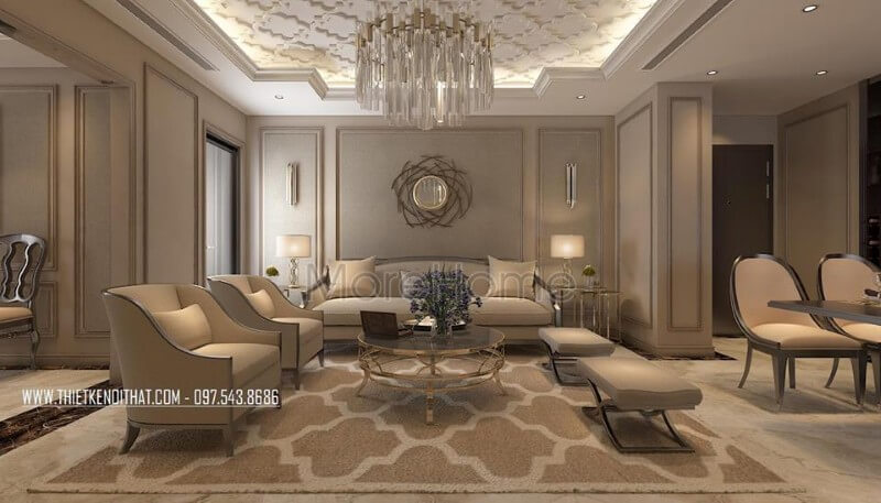 Phong cách tân cổ điển là nguồn cảm hứng thiết kế không gian nội thất phòng khách đầy ấn tượng Các xu hướng trang trí phòng khách sang trọng, đẳng cấp